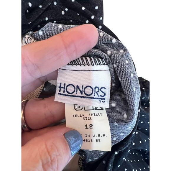 80s Honor's Women's Swimwear Dress One Piece Bathing Suit Polka Dot Blue Size 12 - Picture 6 of 9